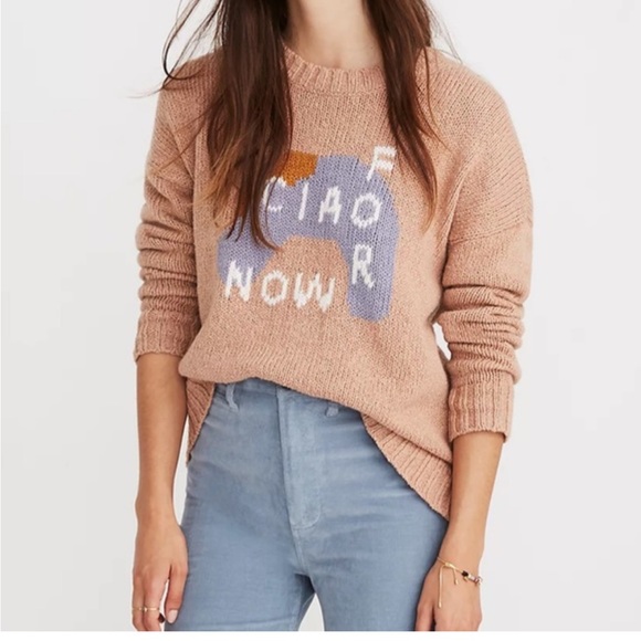 Madewell Sweaters - Madewell Ciao For Now Sweater Graphic Knit Pullover Size S